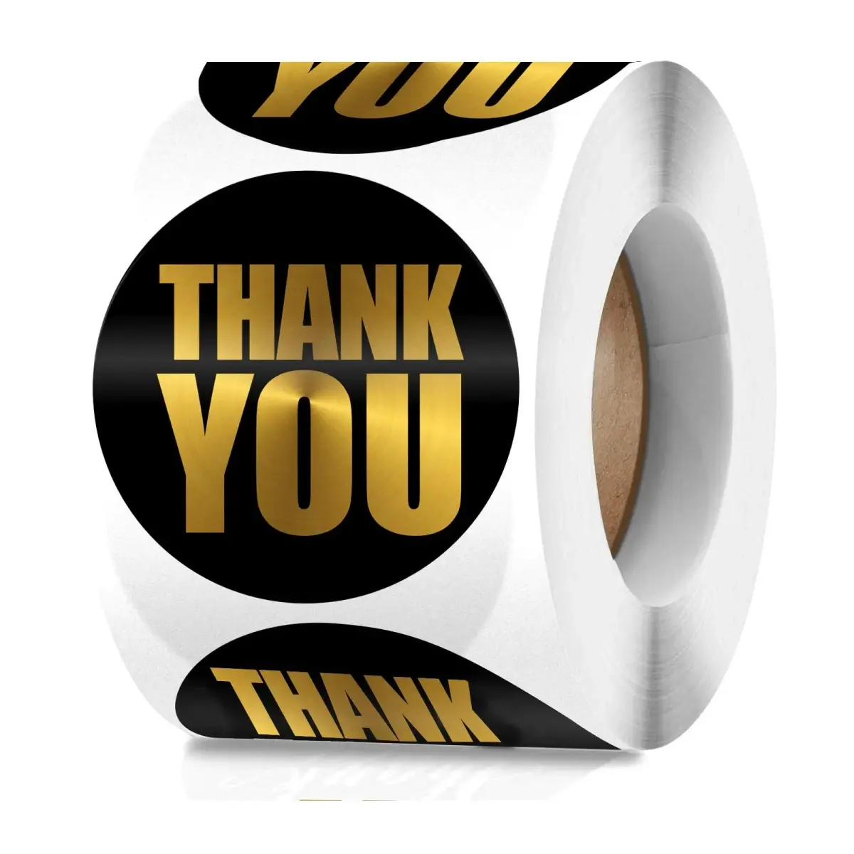 OIXXAF Black Thank You Stickers 2 Inch (50mm) | Gold Foil on Black, 500 Labels Per Roll - main product image