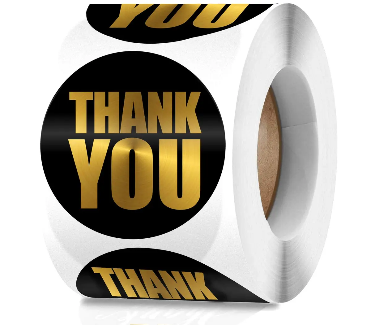 OIXXAF Black Thank You Stickers 2 Inch (50mm) | Gold Foil on Black, 500 Labels Per Roll - main product image