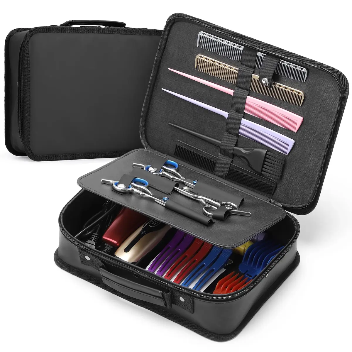 Segbeauty Barber Tool Bag, 30 x 21.5 x 8 cm | PU Leather Travel Makeup & Hair Kit Organizer - main product image