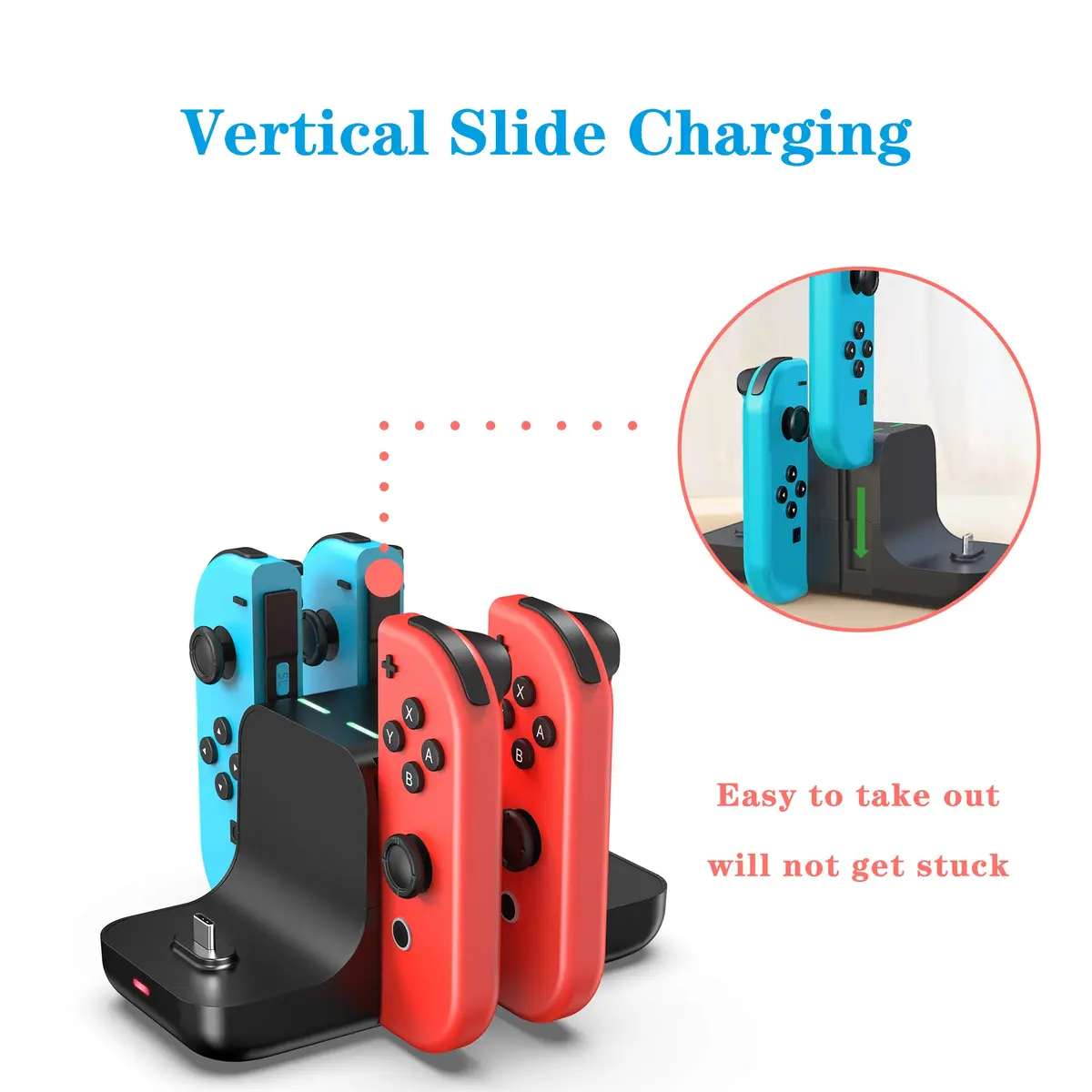 FANPL 6-in-1 Controller Charging Dock Station for Nintendo Switch & OLED Model & Lite with USB-C Cable | Charges 4 Joy-Cons & 2 Pro Controllers - view 4