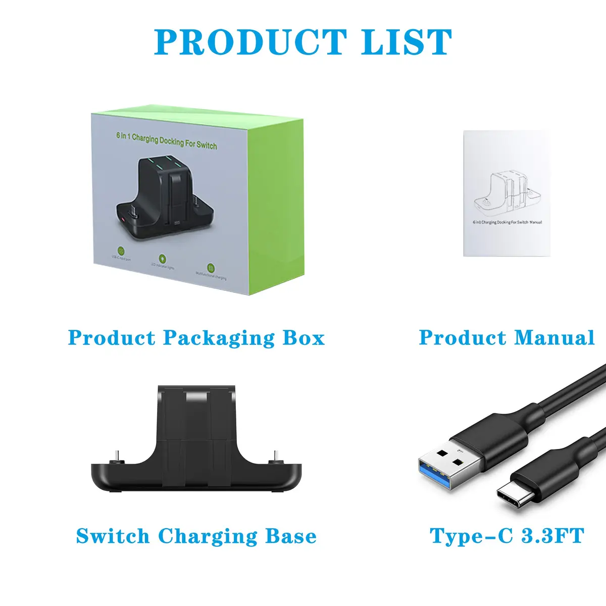 FANPL 6-in-1 Controller Charging Dock Station for Nintendo Switch & OLED Model & Lite with USB-C Cable | Charges 4 Joy-Cons & 2 Pro Controllers - view 6