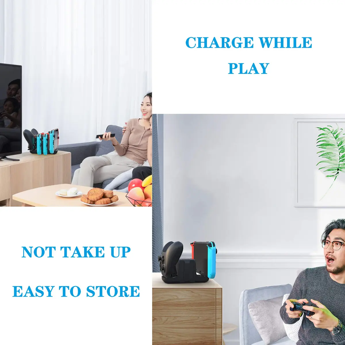 FANPL 6-in-1 Controller Charging Dock Station for Nintendo Switch & OLED Model & Lite with USB-C Cable | Charges 4 Joy-Cons & 2 Pro Controllers - view 7
