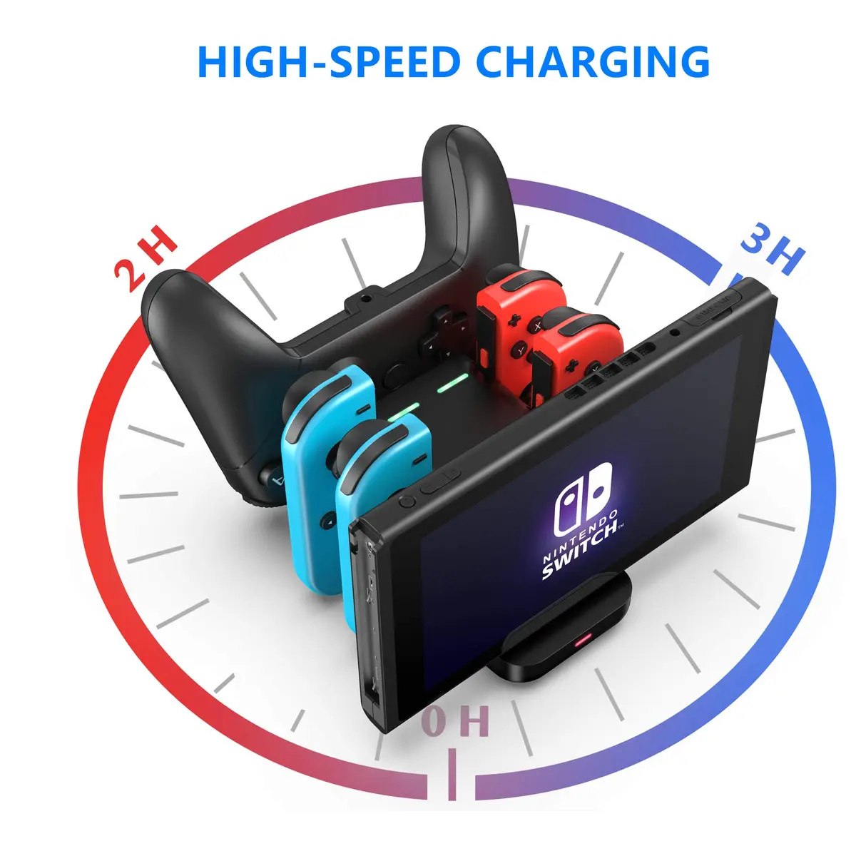 FANPL 6-in-1 Controller Charging Dock Station for Nintendo Switch & OLED Model & Lite with USB-C Cable | Charges 4 Joy-Cons & 2 Pro Controllers - view 2