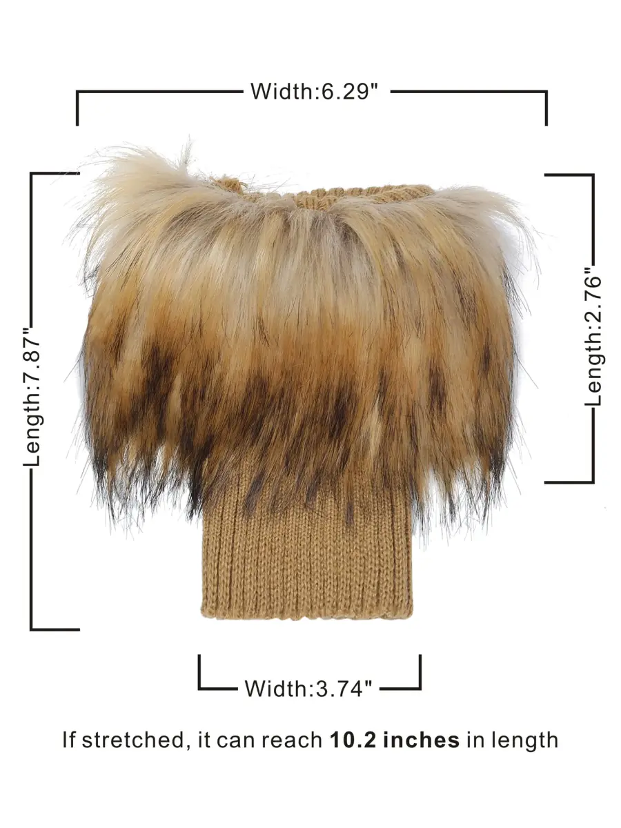 LA CARRIE Women's Faux Fur Plush Leg Warmers - Nature With Black Tips | One Size (7.87 inches Knit Length) - view 4