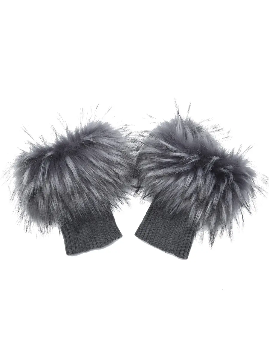 LA CARRIE Women's Faux Fur Plush Leg Warmers - Grey With Tips | One Size (15.9 cm loop, 19.8 cm knit) - main product image