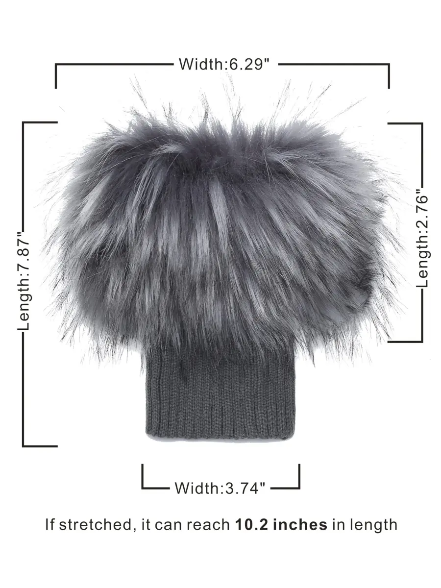 LA CARRIE Women's Faux Fur Plush Leg Warmers - Grey With Tips | One Size (15.9 cm loop, 19.8 cm knit) - view 4