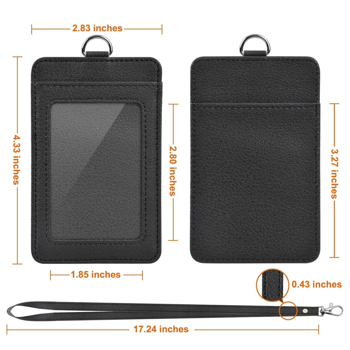 Life-Mate PU Leather ID Badge Holder with Clear ID Window & PU Leather Lanyard in Black | Durable, Stylish & Versatile - view 5