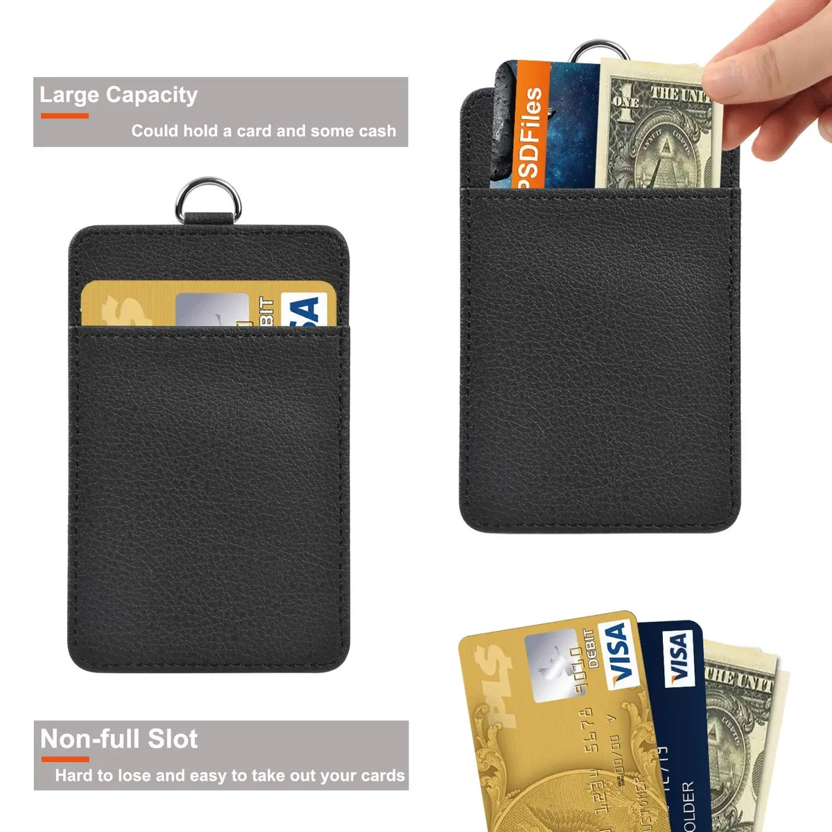 Life-Mate PU Leather ID Badge Holder with Clear ID Window & PU Leather Lanyard in Black | Durable, Stylish & Versatile - view 4