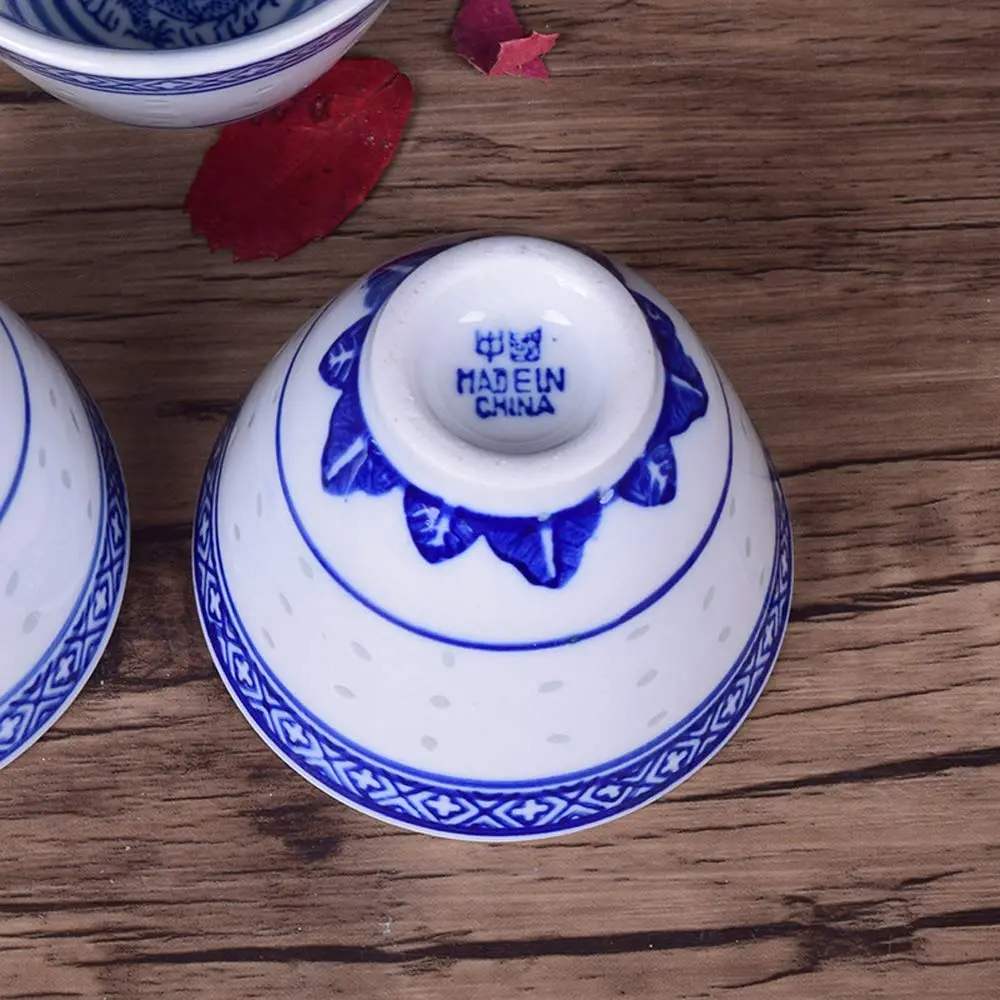Woonsoon Bone China Tea Cup Set of 3 | 70 ml Traditional Blue-White Design - view 5