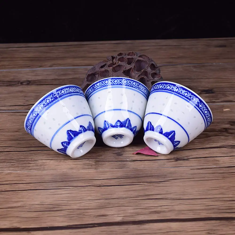 Woonsoon Bone China Tea Cup Set of 3 | 70 ml Traditional Blue-White Design - view 6