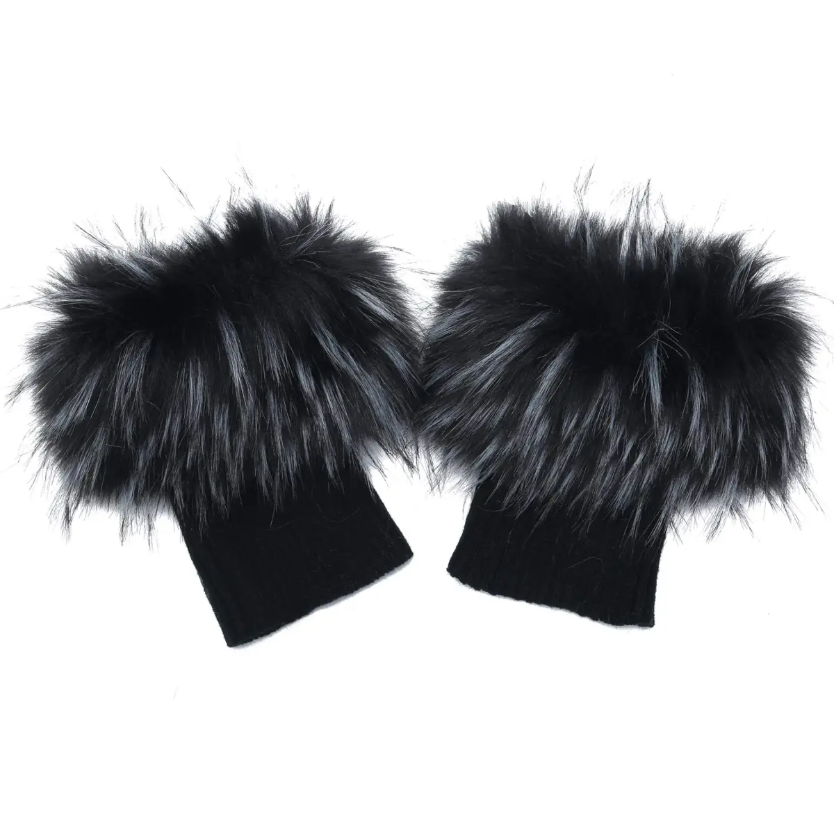 LA CARRIE Faux Fur Plush Leg Warmers Short Fuzzy Leg Cuffs for Women & Girls | Black & White (1 Pair) - main product image