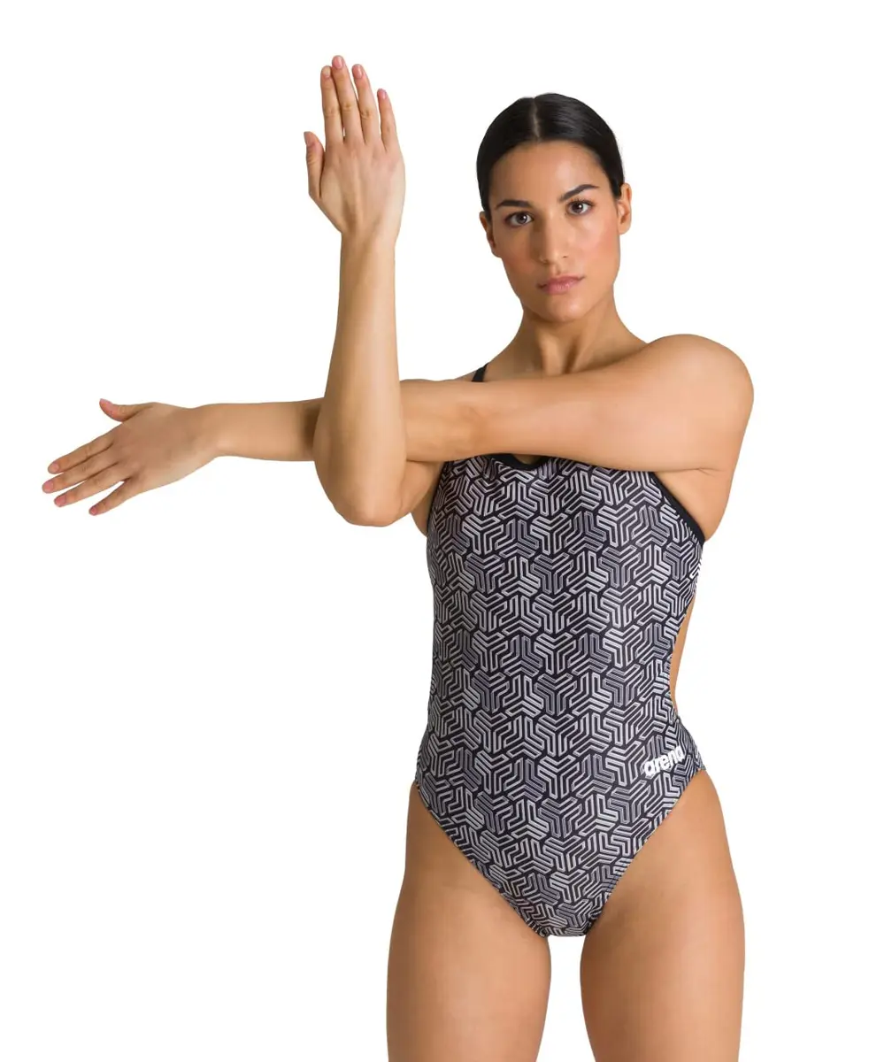 ARENA Kikko Womens Chlorine Resistant Athletic One Piece Swimsuit | Water Sports-Black - main product image
