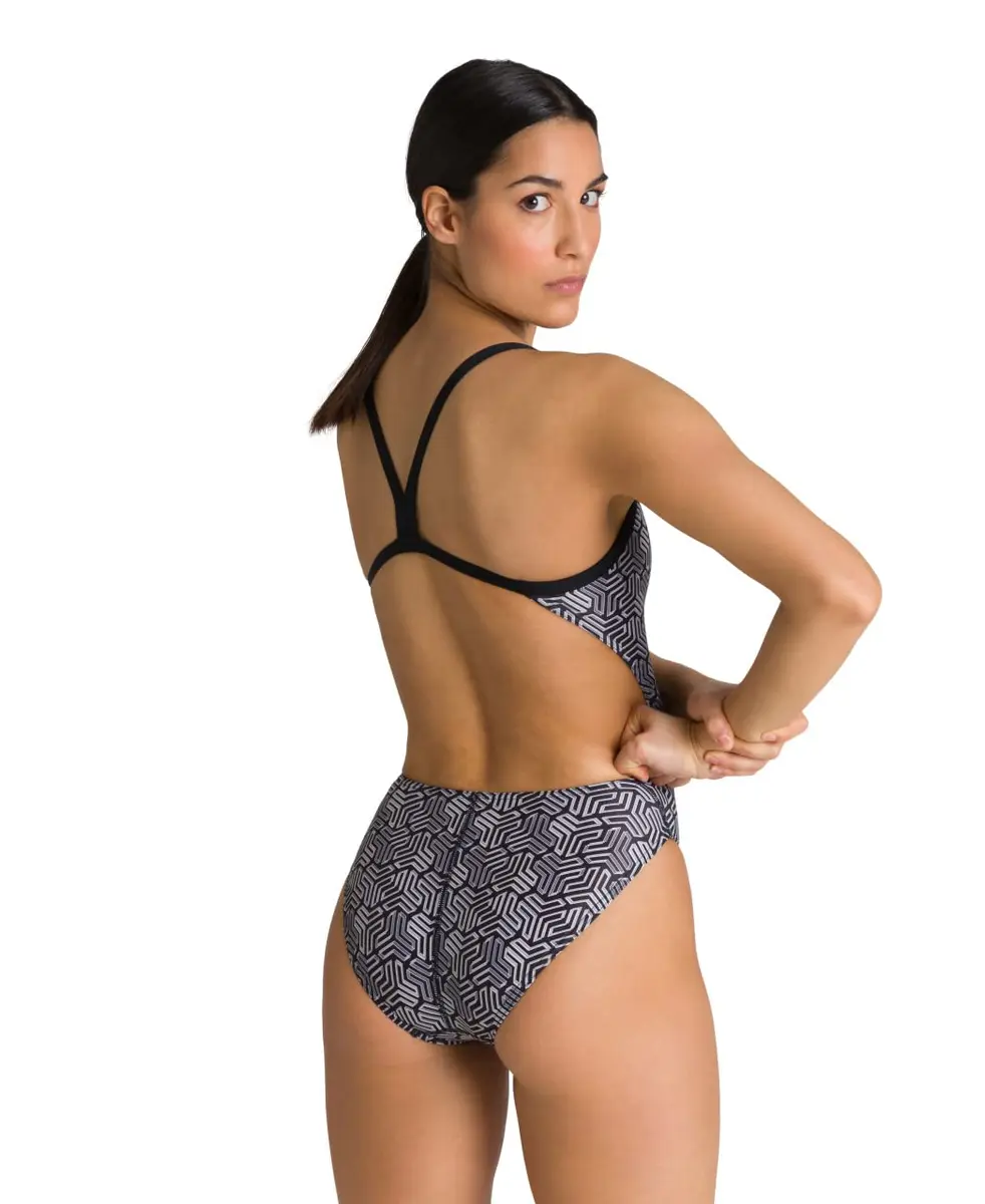ARENA Kikko Womens Chlorine Resistant Athletic One Piece Swimsuit | Water Sports-Black - view 3