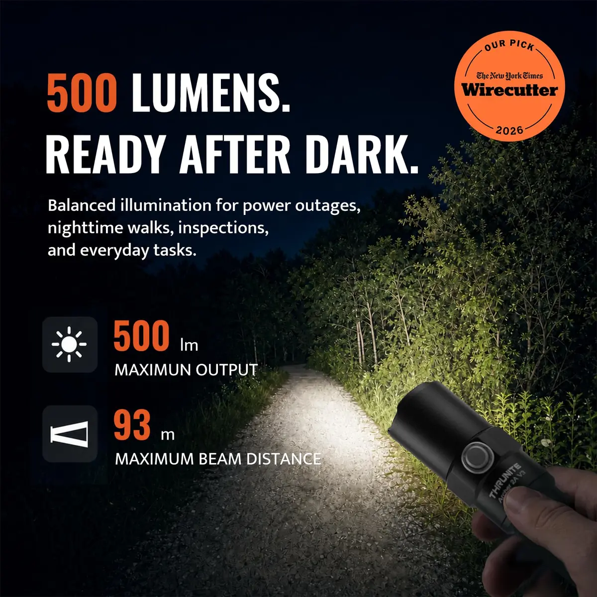 ThruNite Archer 2A V3 LED Flashlight, 155mm, 48g | 500 Lumens, Waterproof, AA Power - view 2