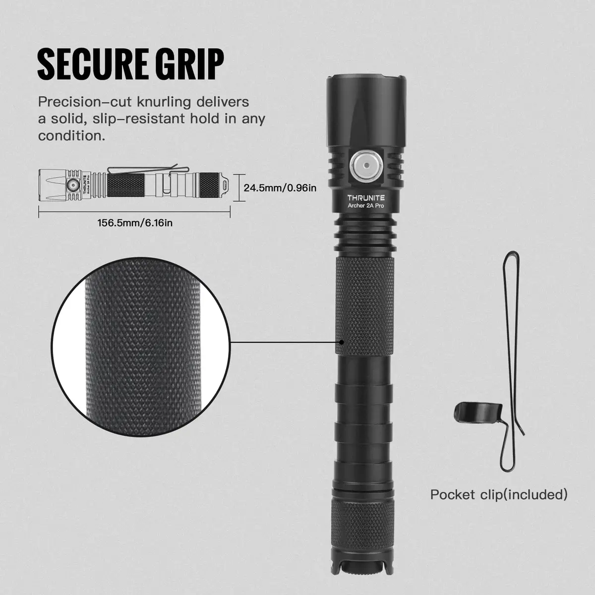 ThruNite Archer 2A Pro Flashlight 1020 Lumens 365M Long-Range Throw | Tactical, USB-C Rechargeable, IPX8 Waterproof - view 6