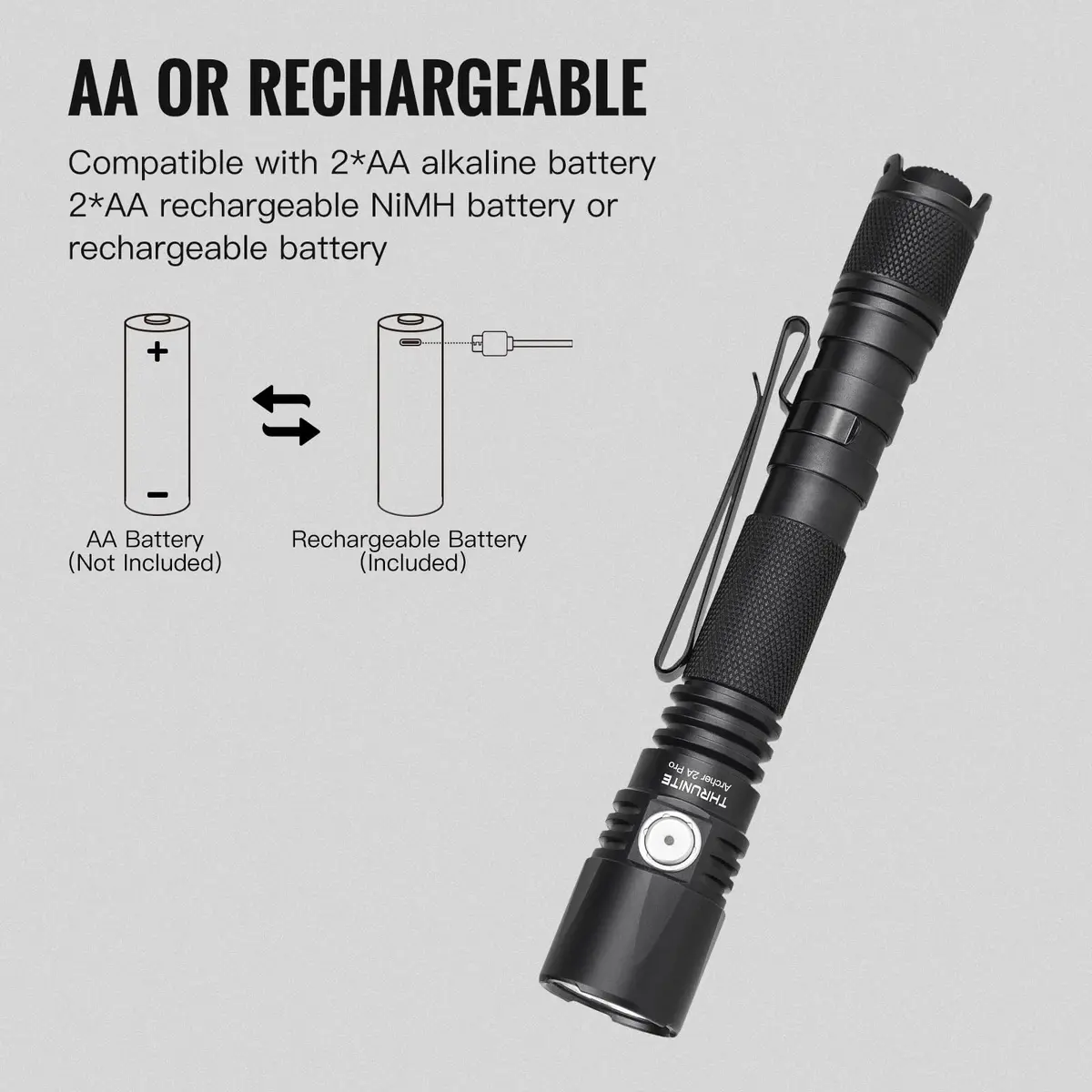 ThruNite Archer 2A Pro Flashlight 1020 Lumens 365M Long-Range Throw | Tactical, USB-C Rechargeable, IPX8 Waterproof - view 9
