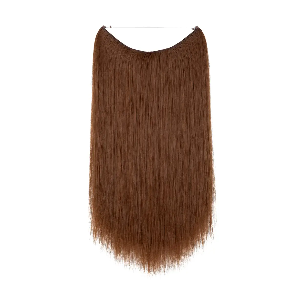 SARLA 22 Inch Invisible Wire Hair Extensions Light Auburn | Long Straight Synthetic Hairpiece for Women - view 2