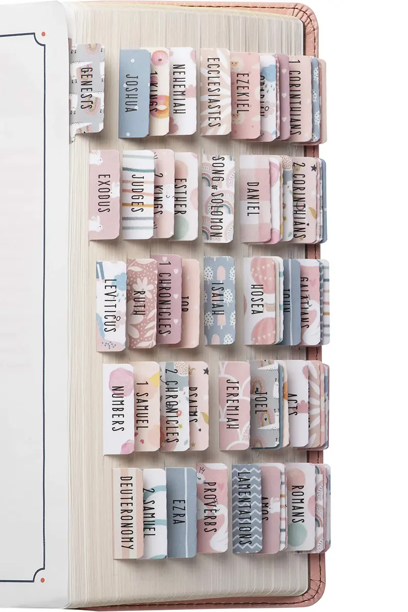 DiverseBee Laminated Bible Tabs for Girls, Kids & Women (Sweet) | Large Print, Durable, Easy Application - main product image