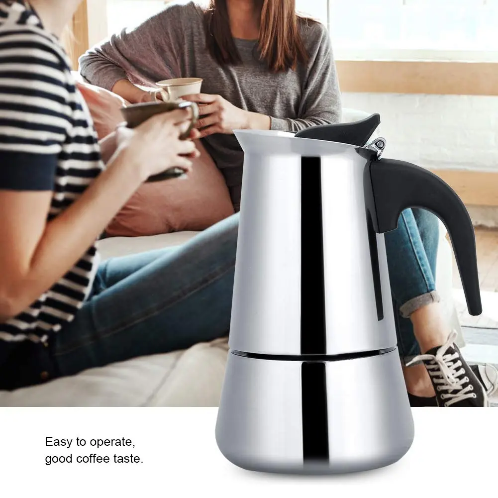 Agatige Moka Espresso Maker 200ml | Stainless Steel Coffee Pot for Stovetop - view 2