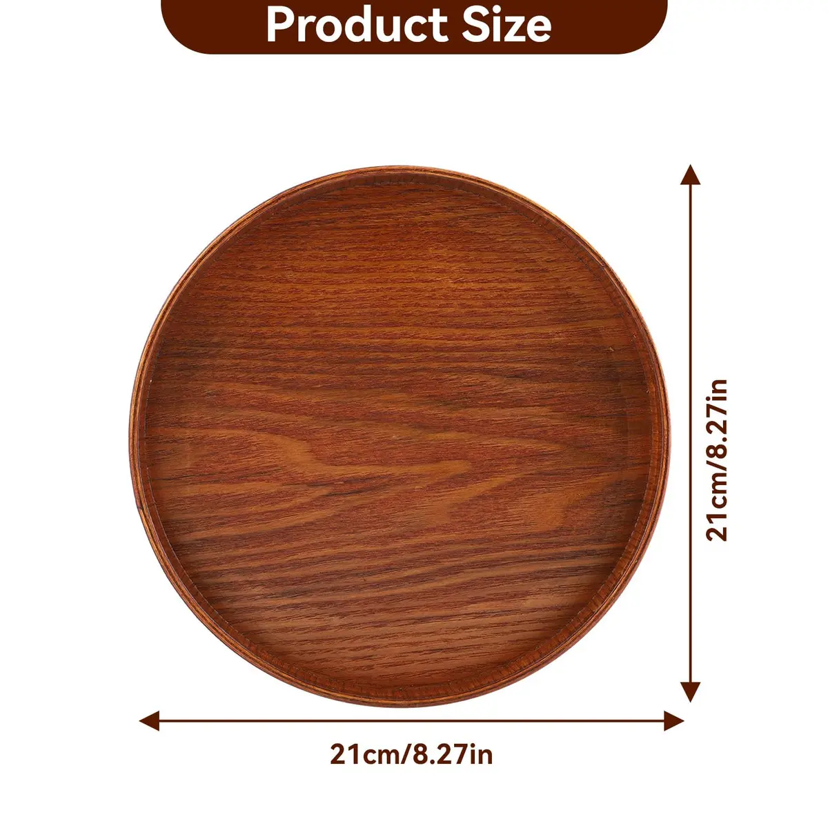 Agatige Round Wooden Serving Tray 21cm | Natural Wood Grain Decor for Home & Party - view 3