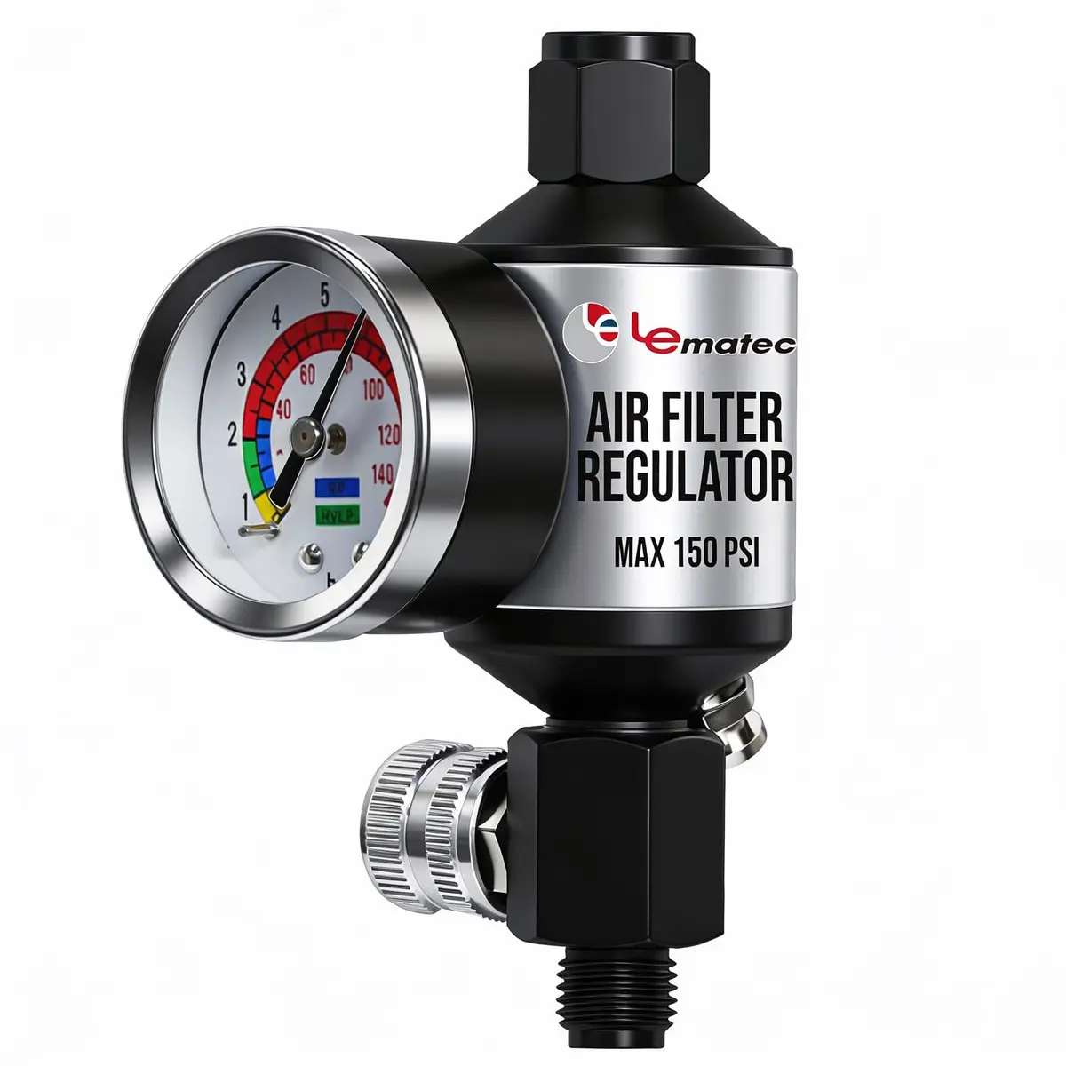 LE LEMATEC AI303-R1 Paint Sprayer Regulator with Gauge & Water Separator | Professional Air Control for Flawless Finishes - main product image