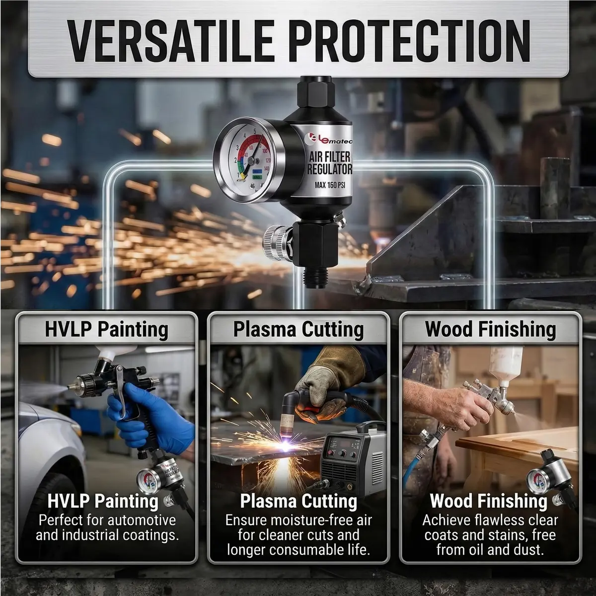 LE LEMATEC AI303-R1 Paint Sprayer Regulator with Gauge & Water Separator | Professional Air Control for Flawless Finishes - view 7