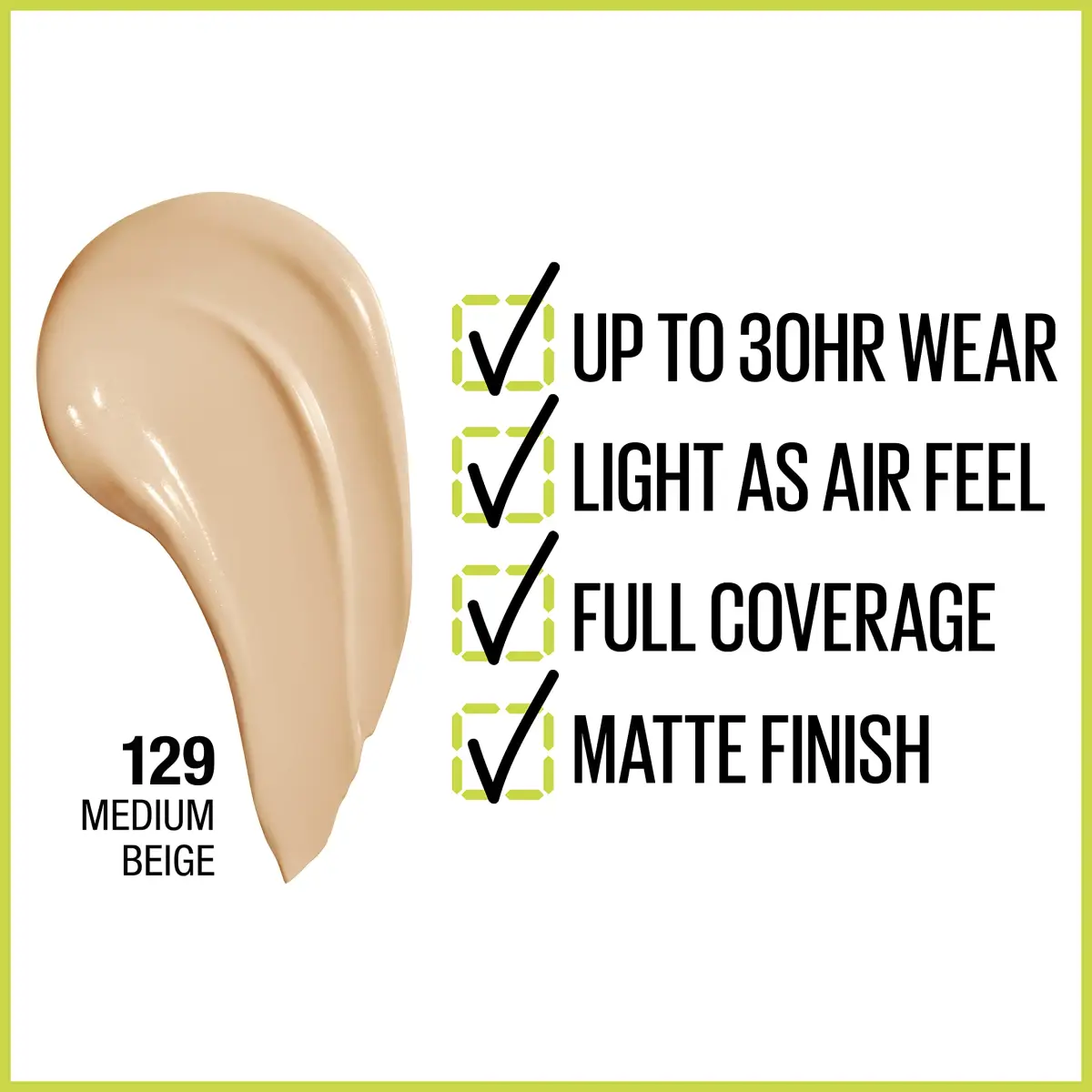 Maybelline Super Stay Full Coverage Liquid Foundation - Medium Beige, Active Wear Matte Finish, 30ml - view 2