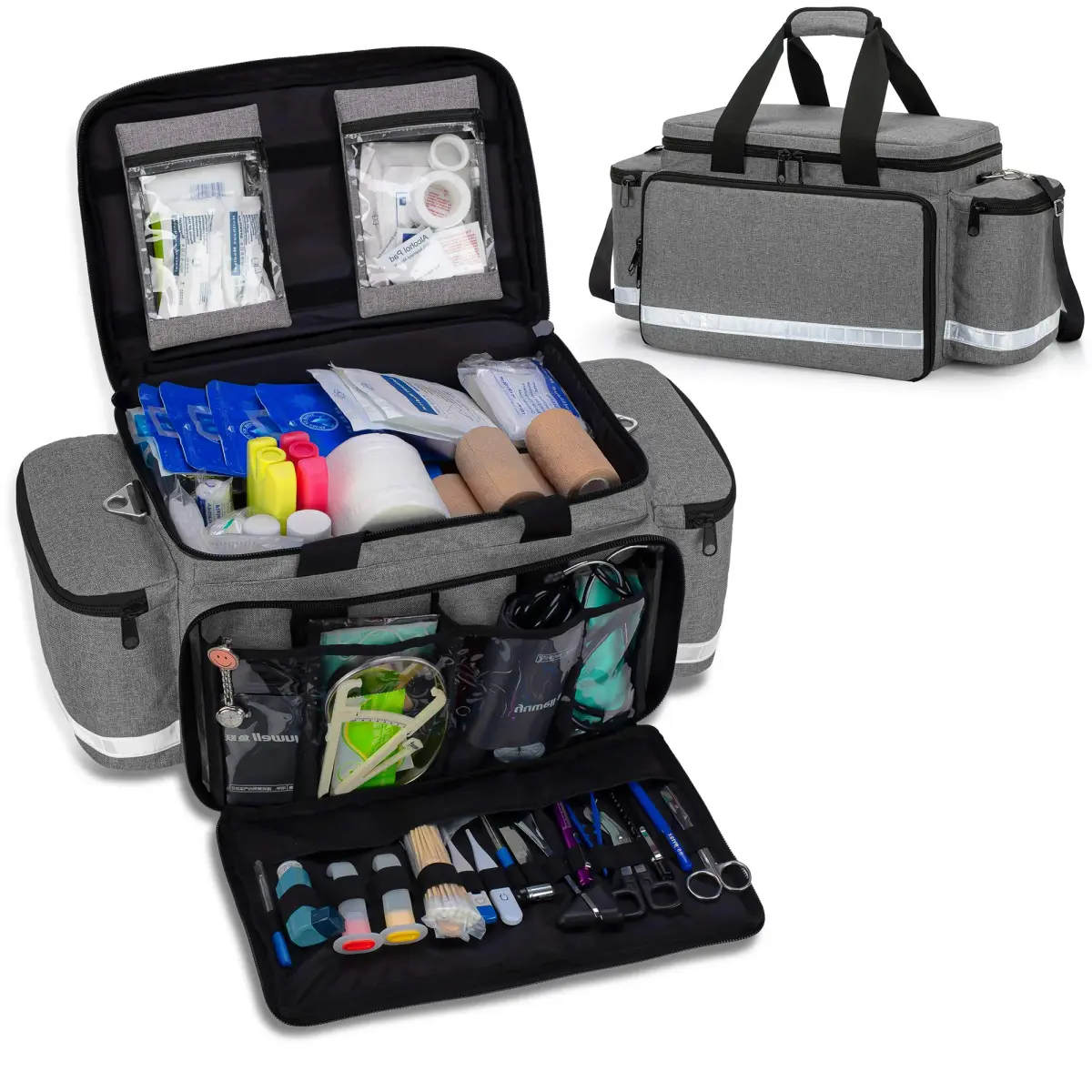 Trunab Trauma Bag with Dividers, EMT First Aid Pouch Medical Bag Empty, Grey 62.2cm x 29.7cm x 29.7cm - main product image
