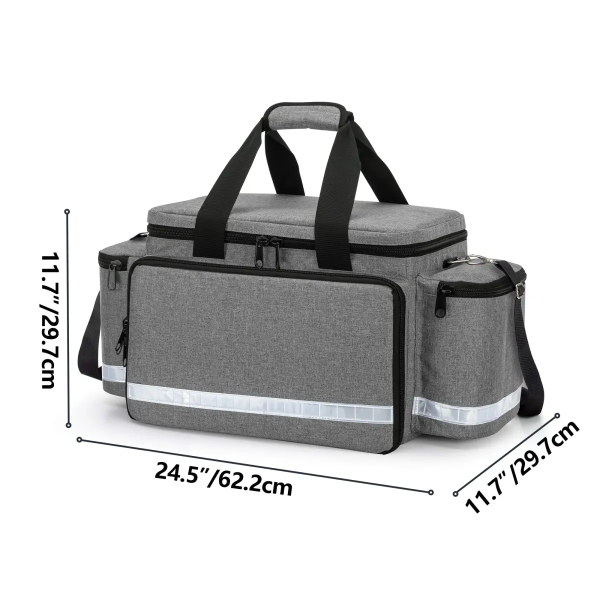 Trunab Trauma Bag with Dividers, EMT First Aid Pouch Medical Bag Empty, Grey 62.2cm x 29.7cm x 29.7cm - view 6