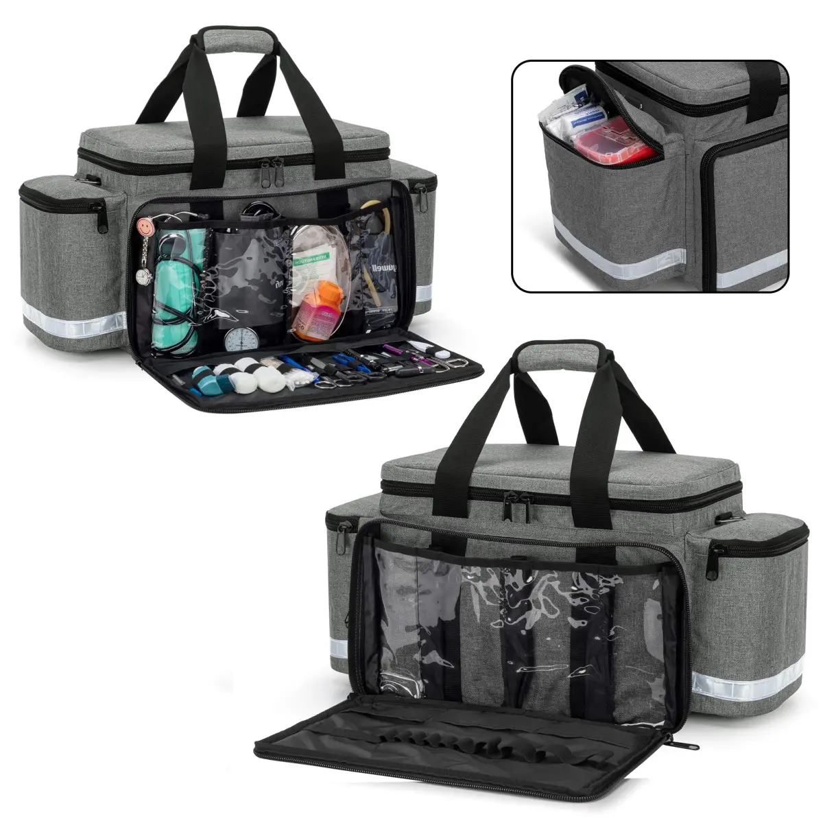 Trunab Trauma Bag with Dividers, EMT First Aid Pouch Medical Bag Empty, Grey 62.2cm x 29.7cm x 29.7cm - view 3