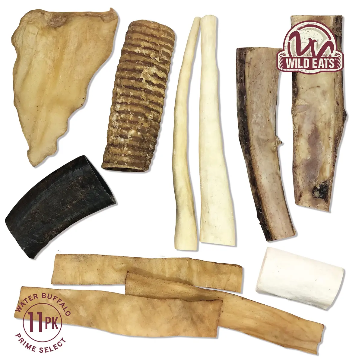 Wild Eats Water Buffalo Prime Bone Assortment Dog Chews 11 Pack, Grain Free | All Natural, Healthy & Grain Free Dog Treats - view 6