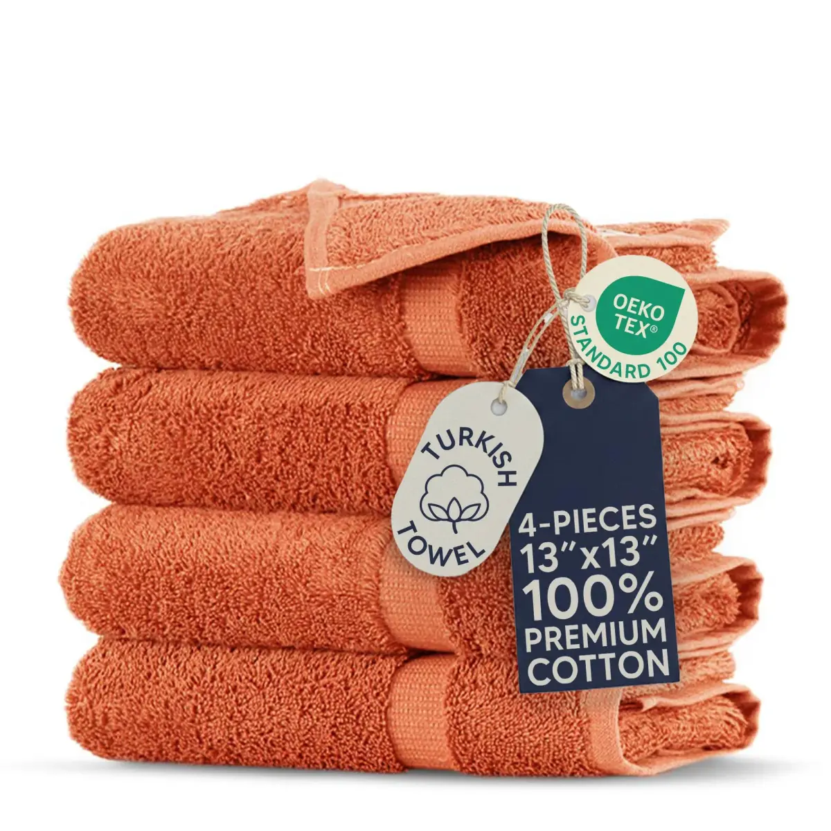 Towel Bazaar Washcloths 13x13 cm (5x5 in) 4-Pack | 100% Turkish Cotton, Natural Dyes - main product image