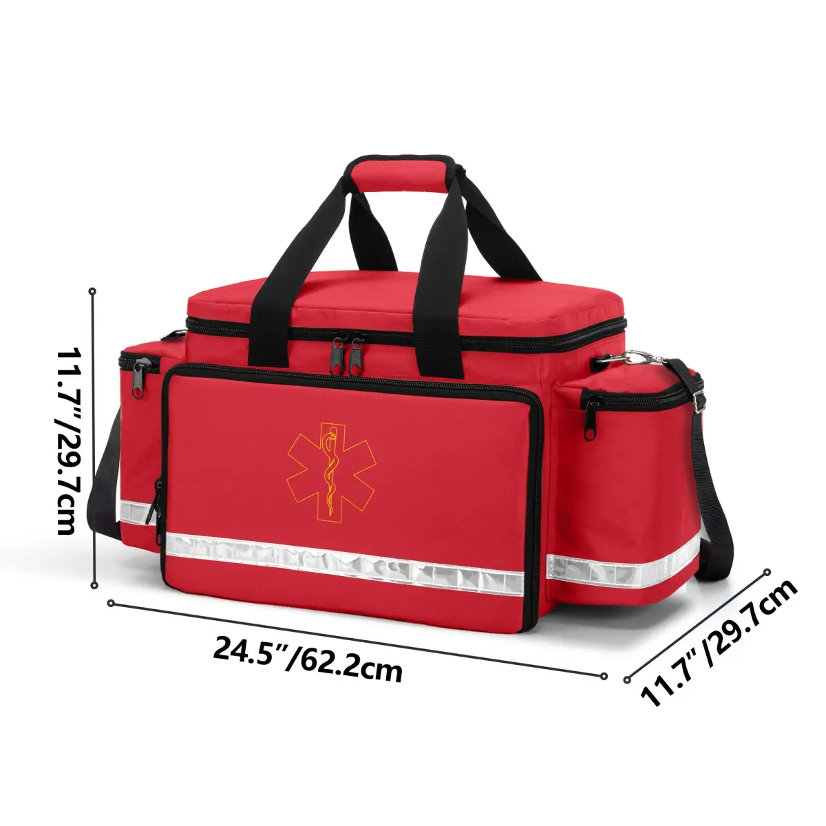 Trunab Red EMT Trauma Bag with Dividers, Medical First Aid Pouch 62cm (24.5") | Reinforced Nylon, Quick Grab & Go - view 6