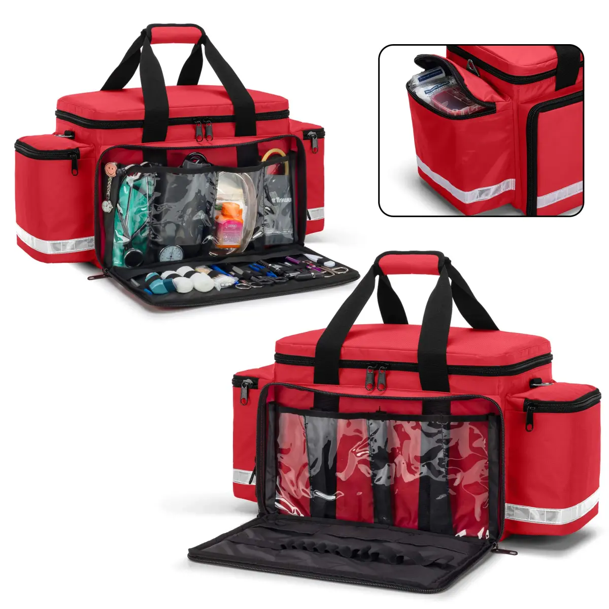 Trunab Red EMT Trauma Bag with Dividers, Medical First Aid Pouch 62cm (24.5") | Reinforced Nylon, Quick Grab & Go - view 3