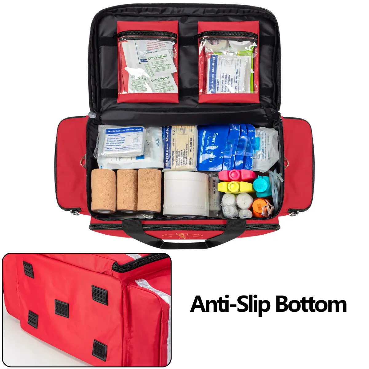Trunab Red EMT Trauma Bag with Dividers, Medical First Aid Pouch 62cm (24.5") | Reinforced Nylon, Quick Grab & Go - view 4