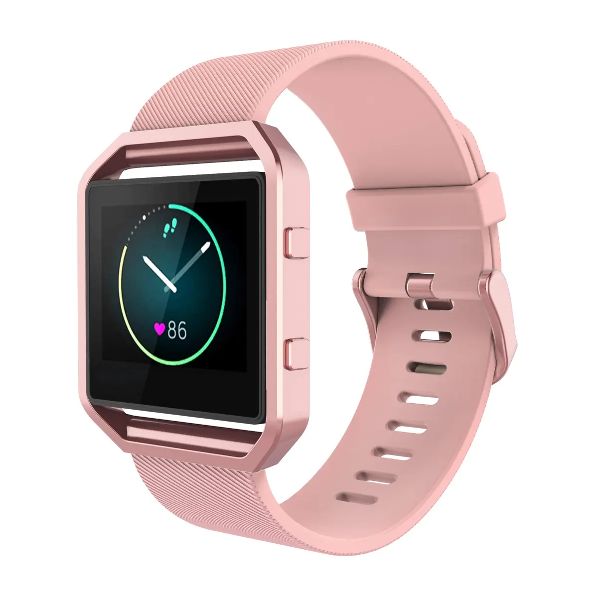 Simpeak Sport Band Compatible with Fitbit Blaze Small Pink | Silicone Wristband with Metal Frame - view 3