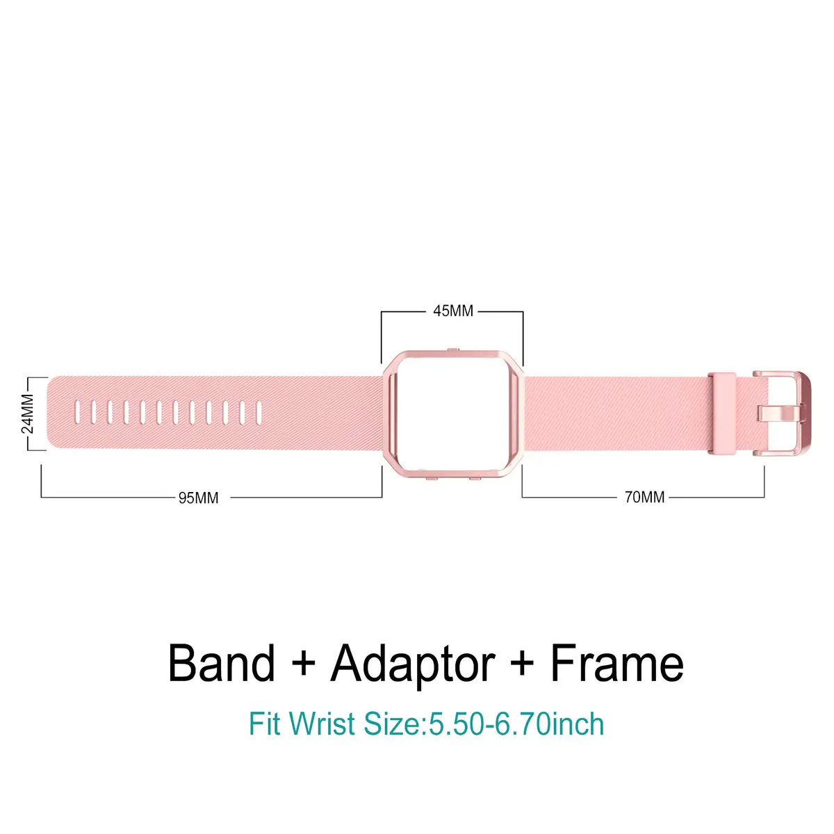 Simpeak Sport Band Compatible with Fitbit Blaze Small Pink | Silicone Wristband with Metal Frame - view 4