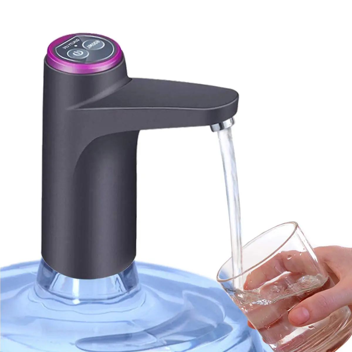 Cozy Blue Electric Water Bottle Pump for 3-5 Gallon Bottles | USB Rechargeable, 19L Capacity, Black - main product image