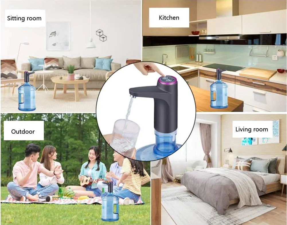 Cozy Blue Electric Water Bottle Pump for 3-5 Gallon Bottles | USB Rechargeable, 19L Capacity, Black - view 7