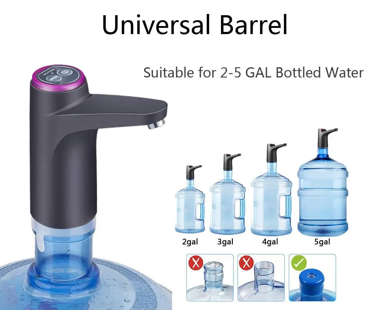 Cozy Blue Electric Water Bottle Pump for 3-5 Gallon Bottles | USB Rechargeable, 19L Capacity, Black - view 3