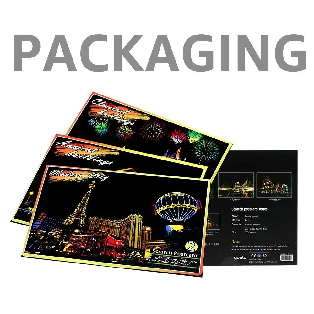AP ARTSPER Rainbow Landscape Scratch Art Paper Set 7.9x5.5 Inch | 12 Sheets Postcard Cards & Drawing Pens - view 7