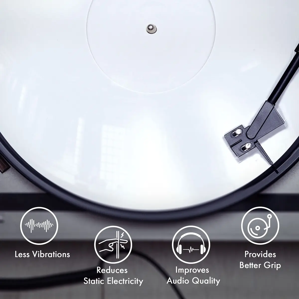 PRO SPIN White Acrylic Turntable Mat | 12" Vinyl Slipmat with Antistatic Cover, Tighter Bass, Dust & Static Noise Reduction - view 7