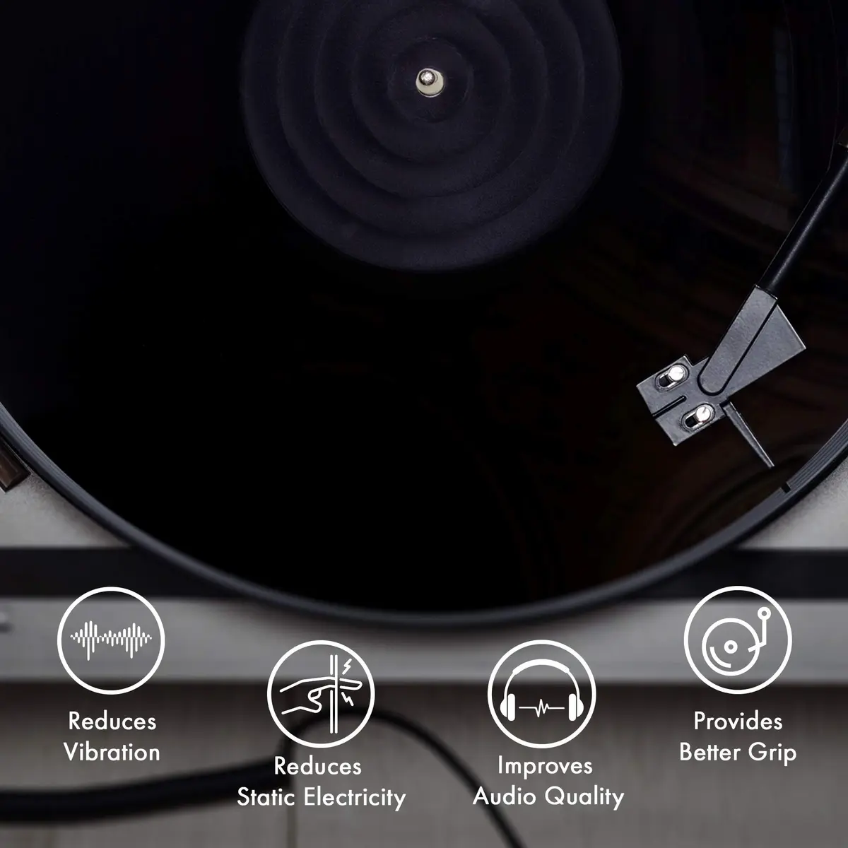 PRO SPIN Black Acrylic Turntable Mat - Platter Slipmat for 12" Vinyl Record Player, Antistatic, Tighter Bass, Noise Reduction - view 3