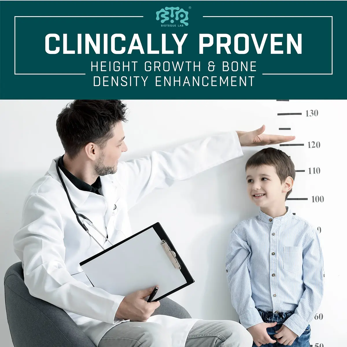 BTQ BIOTEQUE LAB Height Growth Maximizer, Calcium, Vitamin D3 & Zinc, 60 Caps | Bone & Height Support for Kids & Teens - view 3