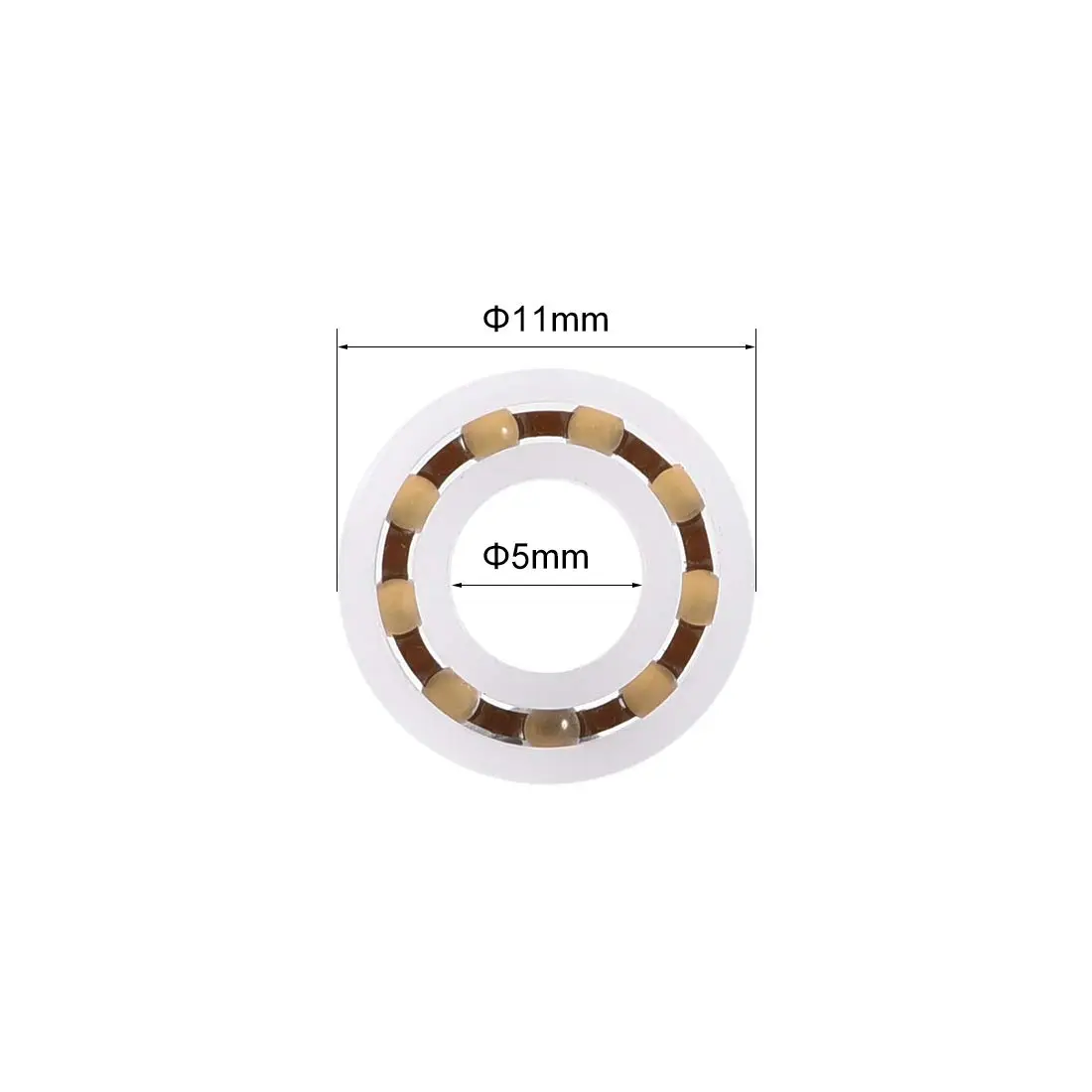 uxcell Plastic Bearings 5x11x3mm Glass Ball Nylon Cage | Lightweight, High-Speed Micro Motor Support - view 4