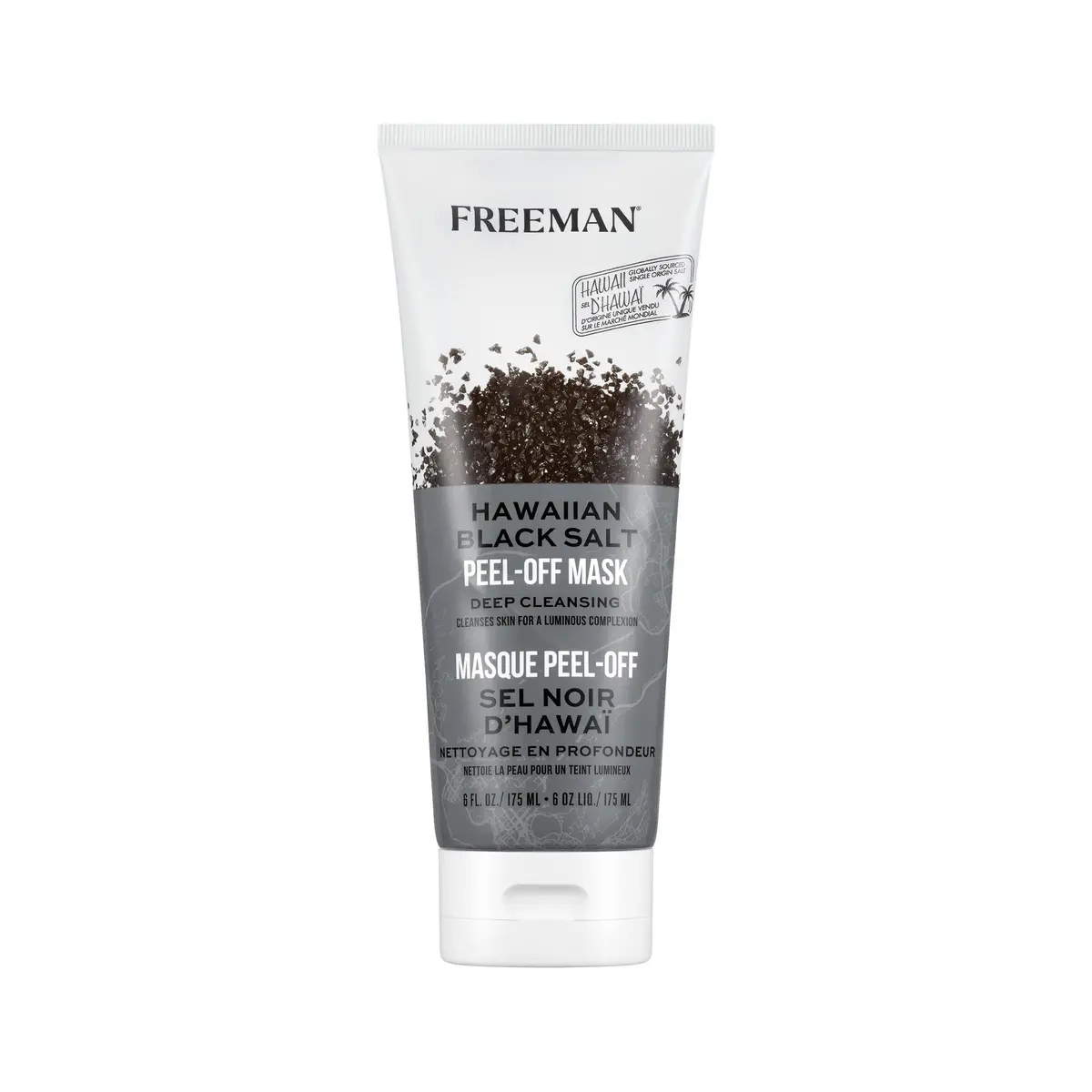 Freeman Hawaiian Black Salt Peel-Off Mask 175ml (6 fl oz) | Clarifies Skin with Volcanic Ash Derivative - main product image