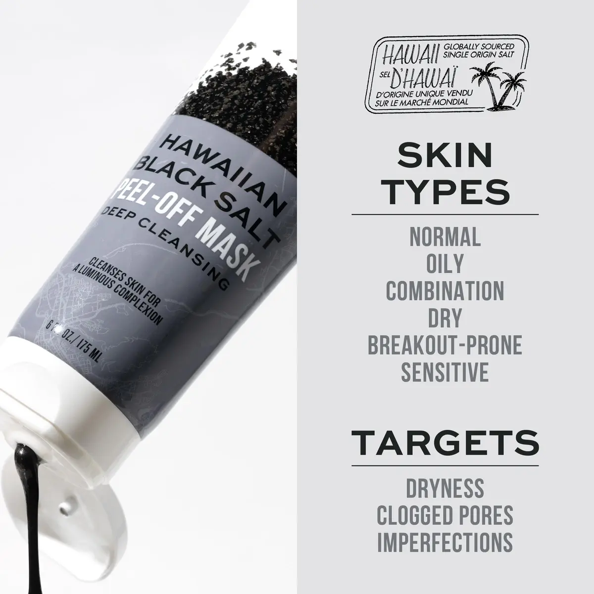 Freeman Hawaiian Black Salt Peel-Off Mask 175ml (6 fl oz) | Clarifies Skin with Volcanic Ash Derivative - view 3
