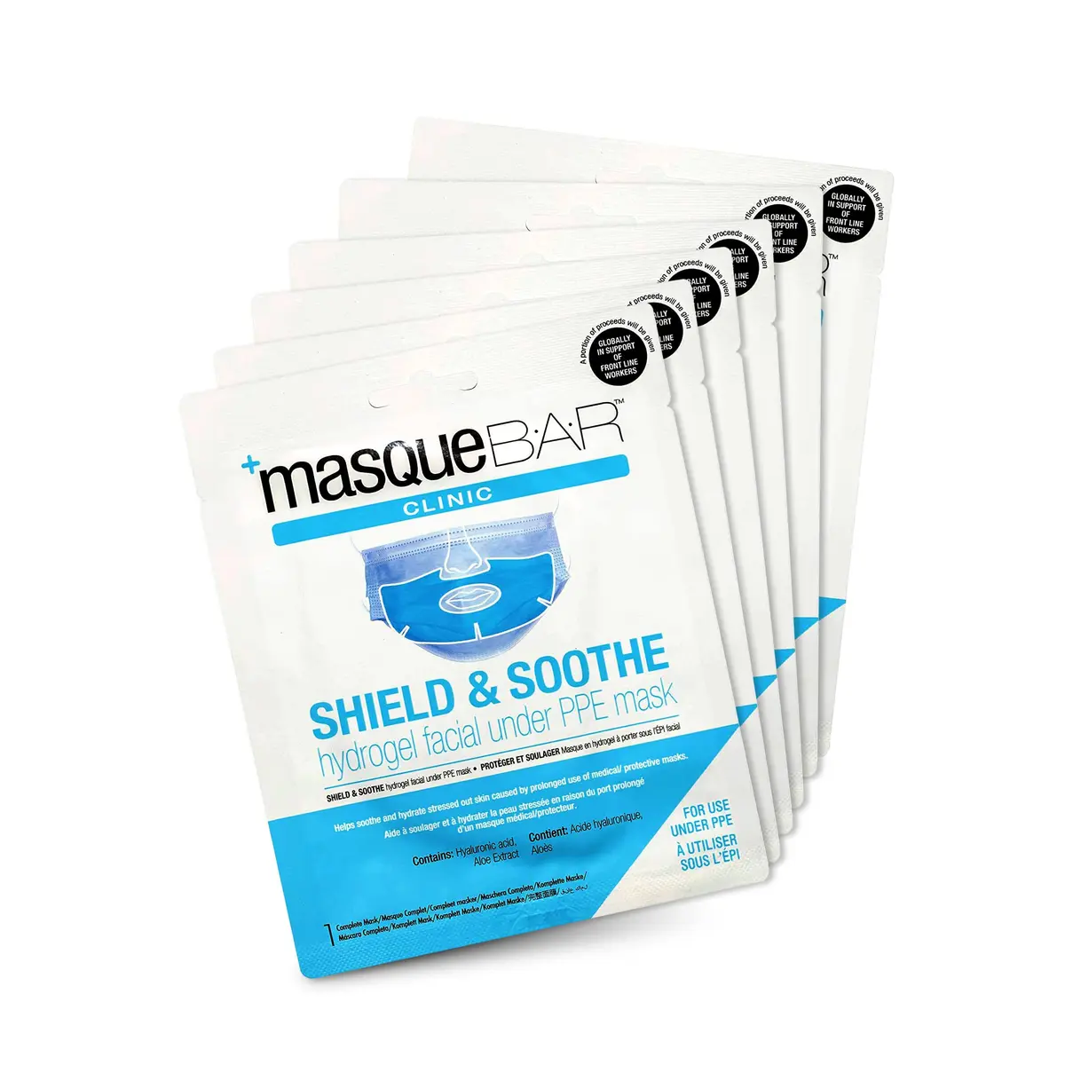 masque BAR Shield & Soothe Hydrogel Facial Mask with Aloe Vera | Hydrating & Calming for Sensitive Skin (1 Count Pack of 6) - main product image