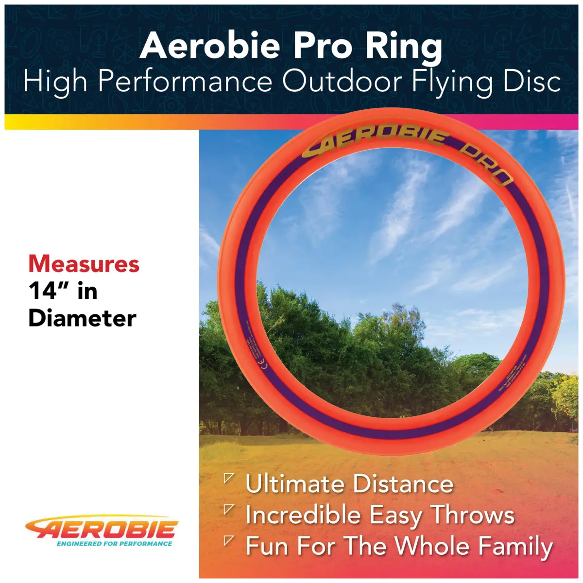 Aerobie Pro Ring Flying Disc 14-inch | World Record Distance Outdoor Toy - view 2