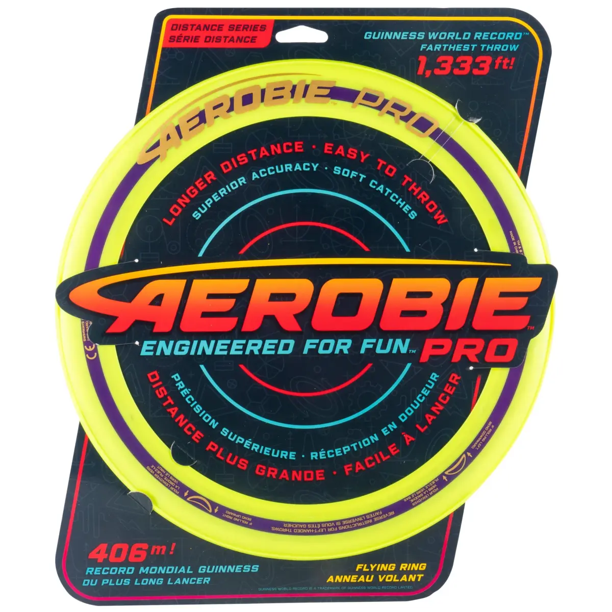 Aerobie Pro Ring Flying Disc 14 inch Yellow | World Record Distance Outdoor Toy - main product image